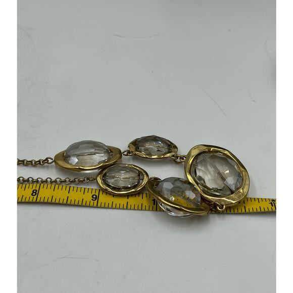RLM Robert Lee Morris SOHO Gold Plated Clear Faceted Stone Necklace - Picture 7 of 8